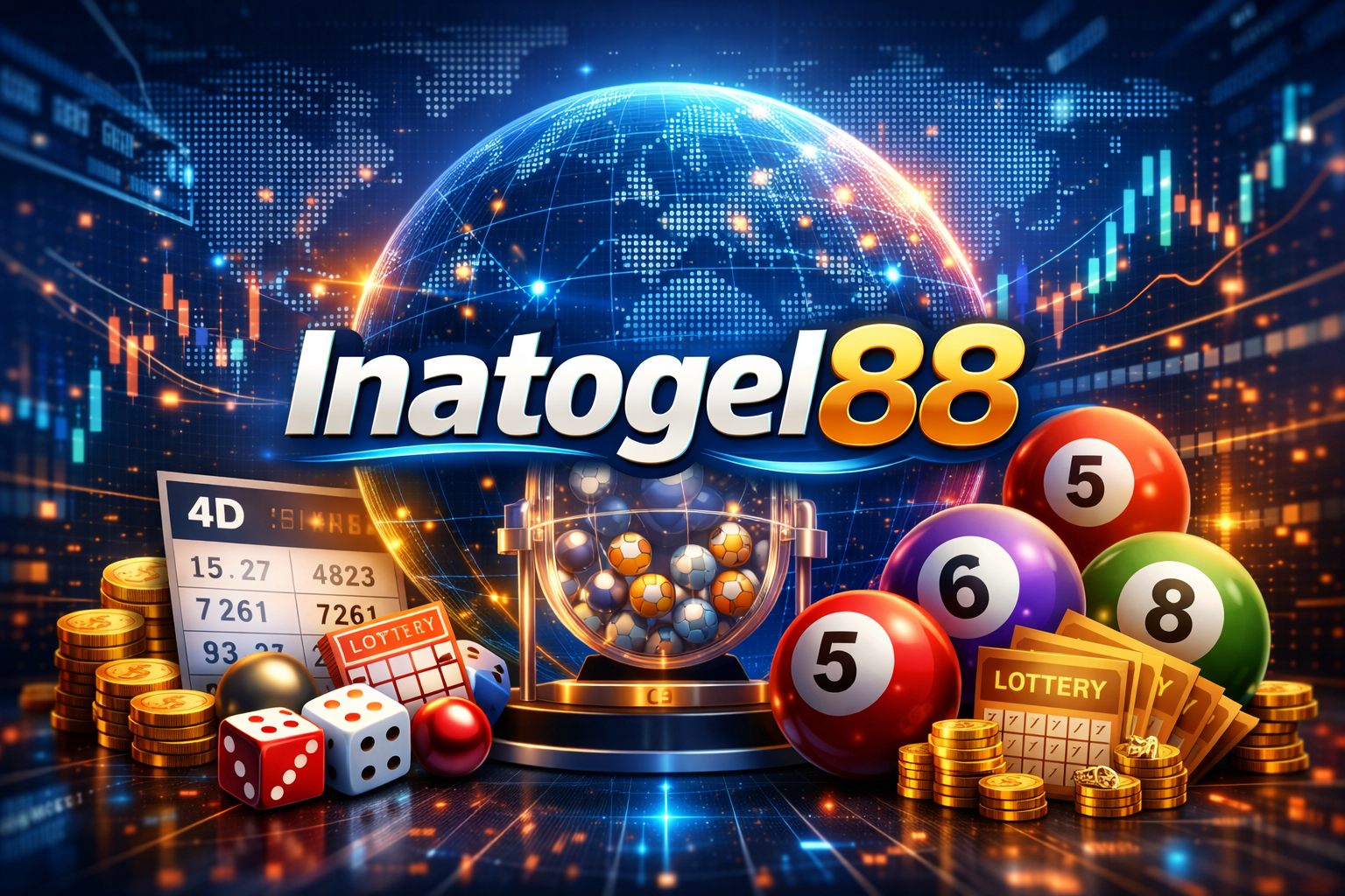 Ilustrasi Inatogel88 yang menggambarkan dunia togel online di era digital dengan sistem modern